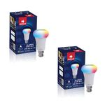 Havells Glamax 9W B22 WiFi LED Smart Bulb with Music Sync Function, Compatible with Amazon Alexa and Google Assistant (16M Colours) Pack of 2