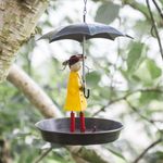 Garden Mile Novelty Bird Feeders Hanging Station - Decorative bird feeders for small birds suitable as a peanut feeder or bird seed feeder - Durable Metal Hanging Bird Feeder (Girl with Umbrella)