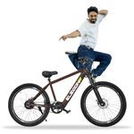 SVITCH ELEGON Electric Bicycle for Man and Woman | Battery: 10.4 AH LI-ION | Motor: 36V 250W | Headlight: 280LM | Head Light INBUILT Horn | Front Suspension Fork | Range: 35-40 КМ ON Throttle (Brown)