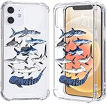 LuGeKe Cool Shark Print Case for iPhone 13 Pro,Ocean Life Clear Soft TPU Flexible Full-Body Airbag Shockproof Case Cover for Girls Women,Transparent Anti-Scratch Bumper Protection Phone Case