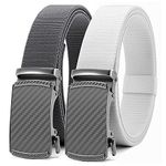 Elastic Stretch Golf Belt, 2 Pack Nylon Ratchet Belt Mens Belts Casual, Adjustable Trim to Fit (White Golf Belt)