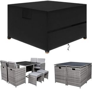 SIRUITON Cube Garden Furniture Cover, Rattan Cube Set Cover Waterproof, Heavy Duty 420D Oxford Fabric Patio Garden Table Cover with Air Vent, Square Black （135x135x74cm）