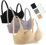 AutoWT Nursing Bras for Breastfeeding - 3 Pack Seamless Comfort Maternity Bra - Wireless Pregnancy Sleep Bralette for Women