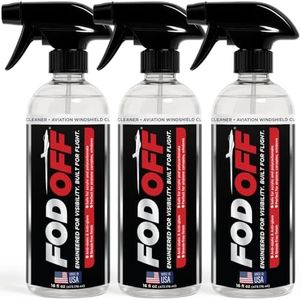 EntireFlight FOD Off Premium Aviation Grade Acrylic Plexiglass Cleaner Spray for Windshields Windsscreens and Windows - Plastic & Polycarbonate | Bugs - Dirt - Grease - Grime - Go FOD Off (3 Pack)