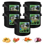 5 Pack Vegetable Grow Bags, Gardening Plant Growing Bags Breathable Non-woven Fabric Plant Pots with Handles Indoor & Outdoor Grow Containers for Vegetable/Flower/Plant/Fruits, 10 Gallon(Black)