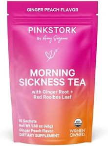 Pink Stork Morning Sickness Relief Tea: Organic Ginger Peach Pregnancy Tea - Pregnancy Must Haves - Prenatal Digestion & Constipation Relief, Women-Owned, 30 Cups