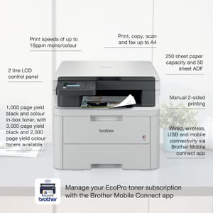 Brother DCP-L3520CDWE Wireless Colour LED Printer – 3-in-1, A4, USB