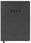 2024 Planner - 13-Month Weekly and Monthly Planner from December 2023 to December 2024, Vegan Leather Cover, Elastic Closure, 7”x9.25”, Grey