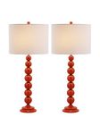 SAFAVIEH Lighting Collection Jenna Modern Contemporary Orange Stacked Ball 32-inch Bedroom Living Room Home Office Desk Nightstand Table Lamp Set of 2 (LED Bulbs Included)