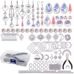 200 Pcs Crystal Suncatcher Hanging Sun Catcher Kits for Adults Colorful Crystals Suncatchers Prisms with Chain Pendant Ornament Suncatchers DIY Crafts for Window Home Office Garden Decoration(Silver)