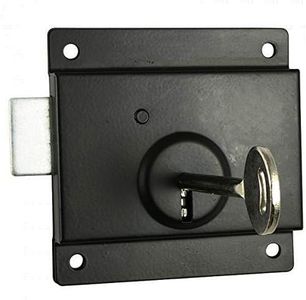 TIMCO Black Antique 4" Pressed Rim Lock - Surface Mounted Shed Door & Gate Deadlock