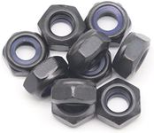 binifiMux 10Pcs M10 x 1.5mm Black Hex Nylon Insert Self Lock Nuts, Carbon Steel, Zinc Plated