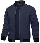 TACVASEN Men's Spring Casual Jackets Lightweight Smart Bomber Jacket Outdoor Sports Thin Baseball Coat (L, Navy)