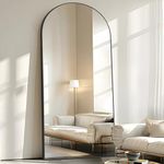 GLASHOM Arched Full Length Mirror,76" x34" Large Full Body Mirror Standing,Black Mirror Full Length Floor Mirror with Stand Hanging or Leaning Against Wall Arched-Top Mirror for Living Room