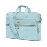 MOSISO 15-15.6 inch Laptop Bag, Briefcase for Women&Men, 16 inch Square Quilted Computer Messenger Bag Office Travel Business with 3 Pockets&Strap, Ice Blue