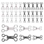 Sewing Hooks and Eyes Closure for Clothing, 60 Pairs Bra Clasps Hook and Eye Latch Replacement for Sewing Fasteners Clasp Repair