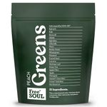 Free Soul Greens - 21 Advanced Greens, Superfoods, and Adaptogens Including KSM-66 Ashwagandha, Vegan & Gluten-Free, Advanced Natural Formula, UK Made, 30 Servings (Peach)