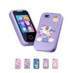 Prancing Unicorn Kids Smartphone Mobile Phone Toy Bumper with Mp3 Music Player- Dual Camera for Selfies- in Built Games 2.4" Screen 8Mp Camera Toys for Boys & Girls (Purple)