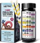 Health Metric 7-Way Pool and Spa Test Strips | 50 ct | Swimming Pool Testing Strip Kit for Chlorine Bromine Alkalinity pH Hardness & Cyanuric Acid | Chemical Tester Strips for Water Maintenance