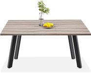 Best Choice Products Extendable Dining Table 47 to 63in Modern Large Expanding Kitchen Table up to 6 People w/Leaf Extension, 2 Locks, 132lb Capacity - Gray