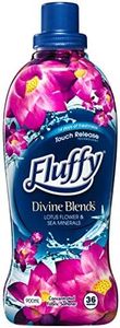 Fluffy Concentrate Liquid Fabric Softener Conditioner, 900mL, 45 Washes, Lotus Flower & Sea Minerals, Divine Blends