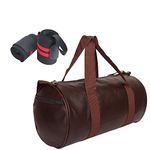 Raisons Combo Set of Duffle Polyester Bag with Wrist Support Band-Wrist Straps/Gym Bags/Adjustable Shoulder Bag for Men/Duffle Gym Bags for Men/Duffle Bags Travel (Brown)