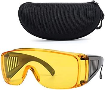 Shooting Glasses Over Eyeglasses, Anti Fog Eye Protection for Shooting Range Over Prescription Safety Glasses with Hard Case OTG,Yellow Tinted Lens