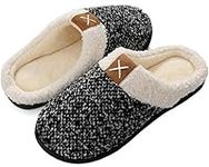 Brfash Men's Slippers Memory Foam Plush House Slippers Wool-Like Comfort Warm Plush Lining House Shoes Grey