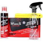 Wavex Waterless Car Wash Kit Car Cleaning Spray 100x Concentrate | 100 TIMES DILUTABLE with Empty Spray Bottle Microfiber Cleaning Cloth | Car Washing Without Water