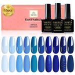 Yueshop 10 Pcs Blue Series Gel Nail Polish Set - 8ml Blue Light Blue Dark Blue Glittle Gel Polish Set, Long Lasting High Glossy Soak Off UV Gel Nail Varnish Set Art Manicure