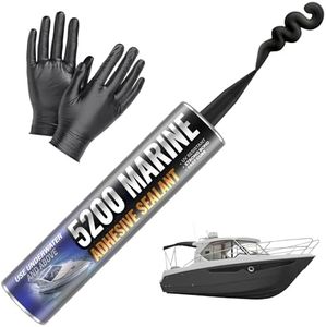 [Black] 5200 Marine Sealant - Fast Cure, High Bond Strength, UV Resistant Underwater 5200 Fast Cure, Marine Adhesive Sealant for Boats, Hulls, Decks, & RVs Caulk Black with Gloves, Nozzle 10oz
