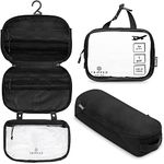 Toiletry Bag Kit Set: Hanging Travel Toiletry Bag + 311 TSA Cosmetic Liquid Bag + Ultralight Accessory Organizer Pouch, Black Ripstop, 3 Piece Toiletry Set