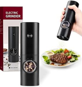 ETHEL Electric Pepper Grinder or Salt Mill, Battery Powered Pepper Mill with 5 Level Adjustable, LED Light, One-Handed Operation Salt and Pepper Grinder for Kitchen, Restaurant, BBQ (1 Pack)