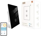 MOES Dual Dimmer Switch, Double Dimmer Switch for LED Lights, Full Range Dimming, WiFi Smart Light Switch Neutral Wire Required, Single Pole, 300W INC, 75W LED/CFL, Smart Life/Tuya APP Remote Control