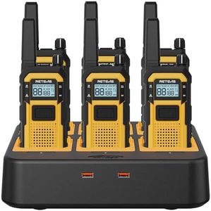Retevis RB48 Walkie Talkies for Adults, Heavy Duty 2 Way Radios Long Range with Six-Way Charger, IP67 Waterproof, Shock Resistant, Dual PTT, for Jobsite Construction(6 Pack)