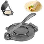 HERCHR 6.5 Inch Tortilla Press, Cast Iron Roti Tortillas Maker Dough Pressing Machine Pre-Seasoned Tortilla Maker with Foldable Handle for Home Kitchen