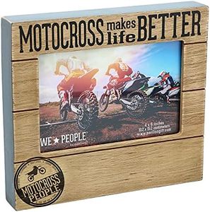 Pavilion Gift Company Motocross Makes Life Better Horizontal 6.75" x 7.45" MDF Self-Standing Picture Frame, 4" x 6" Photo Holder, Brown & Black