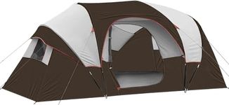 HIKERGARDEN 10 Person Camping Tent - Portable Easy Set Up Family Tent for Camp, Windproof Fabric Cabin Tent Outdoor for Hiking, Backpacking, Traveling (Brown)