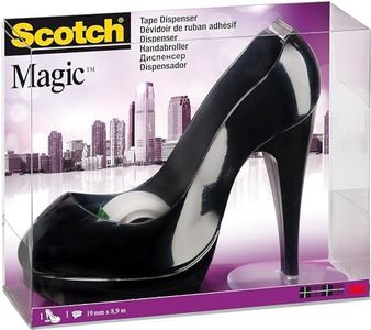 Scotch Dévidoir de Ruban Adhésif en Forme de Chaussure, Noir + Scotch Magic Ruban Invisible, 1 Rouleau 19 mm x 8,89 m - Support de Ruban Adhésif Rechargeable - Idéal pour le Bureau et la Maison