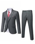 MrSure Men’s 3 Piece Suit Blazer, Slim Fit Tux with 2 Button, Jacket Vest Pants & Tie Set for Party, Wedding and Business Dark Grey