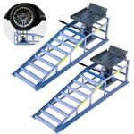 2 Heavy-Duty Car Ramps, 5-Ton (5000 kg) Capacity, High-load Hydraulic Ramps with Reflective Strips for Safe Nighttime Use, Adjustable Height from 24.9 to 38.1 cm, Usable as Workshop Lifting Platform