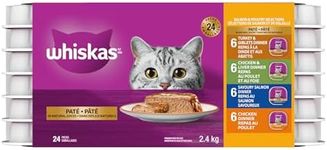 WHISKAS Salmon and Poultry Selections Adult Wet Cat Food Paté, 100g (24 Pack)