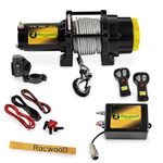 RocwooD Electric Winch 4500lbs / 2041kg 12V Steel Cable Recovery Winch Including Fairlead Roller, Mounting Plate & Wireless Remotes Offroad Heavy Duty