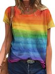 UNIQUEONE Pride Shirts Women Rainbow Graphic Tee Tie Dye Tops Outdoor Camping Shirt Summer Casual Short Sleeve Outfits