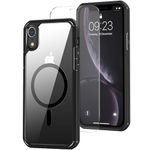 ZZDZZ Magnetic Case Designed for iPhone XR Case [Compatible with MagSafe] with Screen Protector Anti Scratch Protective Phone Case (Black)