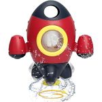 Baby Bath Toys, Space Rocket Shape Bathtub Toys for Toddlers, Spray Water Toys w/ Rotating Fountain, Bathroom Shower Toys for Infants Aged 18 Months 2 3 4 5 Years Old Kids Girls Boys