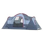 Outsunny 5-6 Man Dome Camping Tent Hiking Shelter UV Protection 3000mm Water Resistant Tunnel Tent - Grey