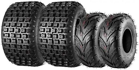 MaxAuto ATV Tires 145/70-6& 16x8.00-7 Tire, 145 70-6 Mini Bike Tires, 16x8-7 Go-Kart Knobby Tires, Tubeless, 4 Pack in 2 Packages