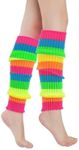 EZONEDEAl Knit Leg Warmers for Women 80s Dance Yoga Sports Cosplay Costume Party Accessory (6 RAINBOW)