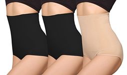 iloveSIA Womens Shapewear High Waist C-Section Recovery Slimming Underwear Tummy Control Panties 2Black+Nude Size M